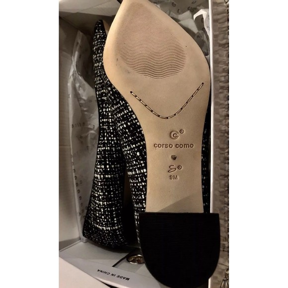 $139 NEW Corso Como Regina Women’s Shoes, Size 9 Black And White Tweed Pumps - Picture 5 of 5